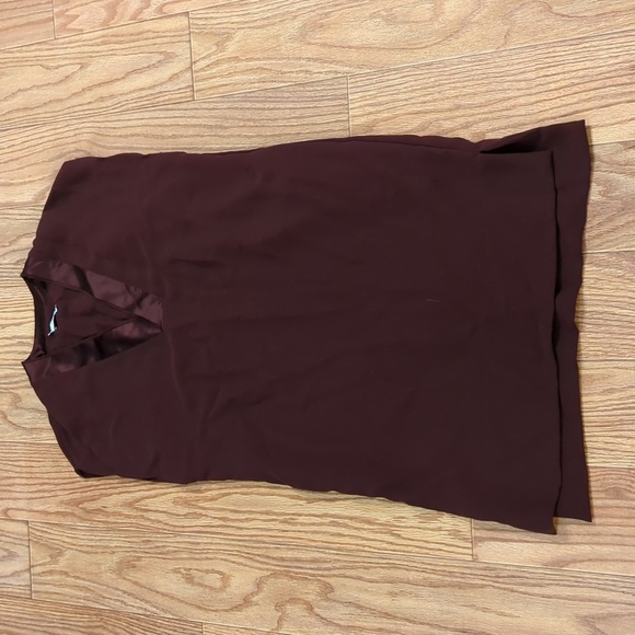 Vince chocolate brown sleeveless shift dress, fully lined with side-slit hem, L - Picture 1 of 5